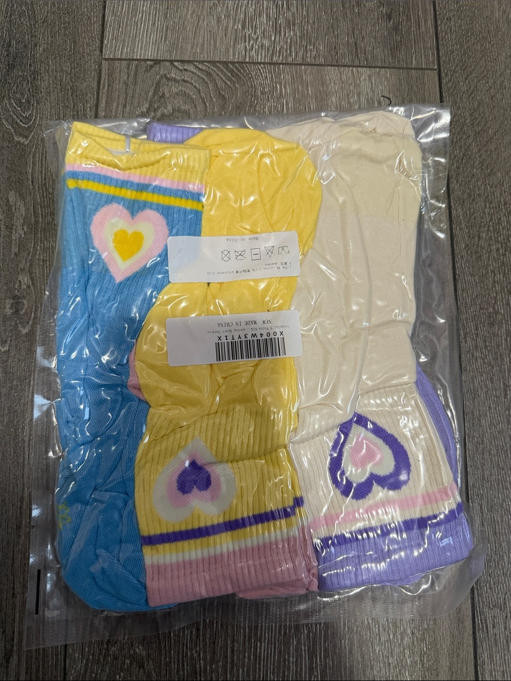 Kids Heart Crew Socks Pack - Blue, Yellow & Cream